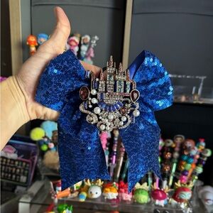 Enchanted Kingdom Custom Hair Bow Blue Sequin